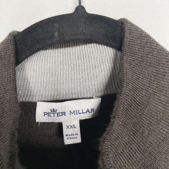 Peter Millar Mens XXL Brown Crown Soft Merino Wool Silk Quarter Zip Sweater 2XL - Picture 6 of 9